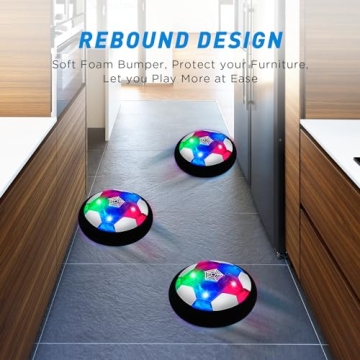 KKONES Kids Toys Hover Soccer Ball (Set of 2), Battery Operated Air Floating Soccer Ball with LED Light and Soft Foam Bumper for Indoor Outdoor Game, Gifts for Age 3 4 5 6 7 8-16 Year Old Boys Girls