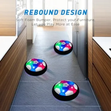 KKONES Kids Toys Hover Soccer Ball (Set of 2), Battery Operated Air Floating Soccer Ball with LED Light and Soft Foam Bumper for Indoor Outdoor Game, Gifts for Age 3 4 5 6 7 8-16 Year Old Boys Girls