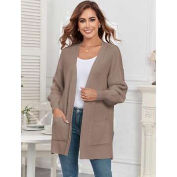 ZAFUL Cardigan Sweaters for Women Lightweight Knit Cozy Cardigans Chunky Oversized Slouchy Fit Trend...