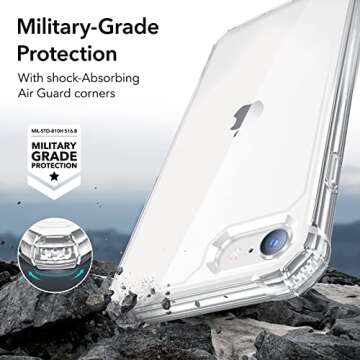 ESR for iPhone SE (2022) Case, iPhone SE (2020) and iPhone 8, Military-Grade Protection, Shock-Absorbing Corners, Yellowing-Resistant Back, Phone Case for SE 3/2, Air Armor Case, Clear