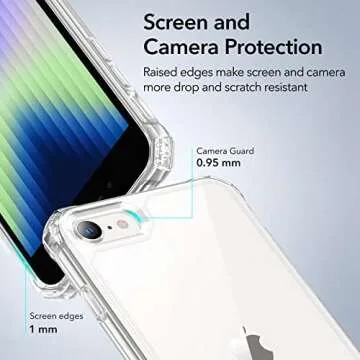 ESR for iPhone SE (2022) Case, iPhone SE (2020) and iPhone 8, Military-Grade Protection, Shock-Absorbing Corners, Yellowing-Resistant Back, Phone Case for SE 3/2, Air Armor Case, Clear
