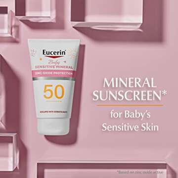 Eucerin Sun Sensitive Mineral Baby Sunscreen SPF 50, Sunscreen Lotion with Zinc Oxide Protection, Mi...