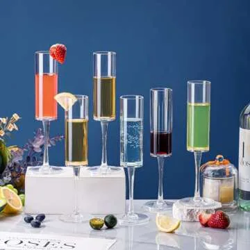 eventpartener Acrylic Champagne Flutes, 16 PCS Hard Disposable Unbreakable 5 Oz Champagne Glasses, Shatterproof Toasting Glasses, Ideal for Home Daily Life Wedding Toasting Drinking, Party Supplies