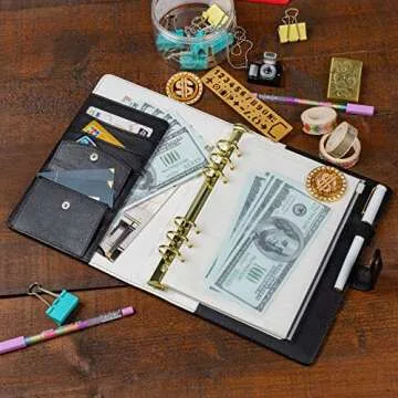 A5 Personal Organizer Personal Planner Binder A5 Planner Binder-Golden Ring Binder with Zip Waterproof PVC Pouch Document Filing Bags, Book Mark Ruler, PP Plate A5 9.06 x 6.89'',Harphia