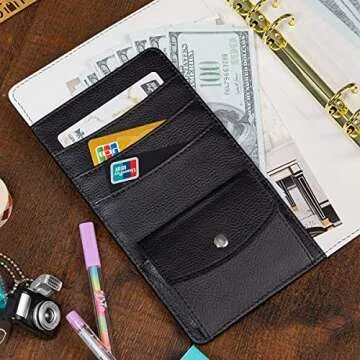 A5 Personal Organizer Personal Planner Binder A5 Planner Binder-Golden Ring Binder with Zip Waterproof PVC Pouch Document Filing Bags, Book Mark Ruler, PP Plate A5 9.06 x 6.89'',Harphia