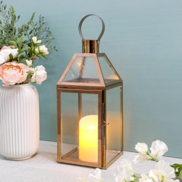 Rose Gold Candle Lantern - Elegant Indoor Outdoor Decor
