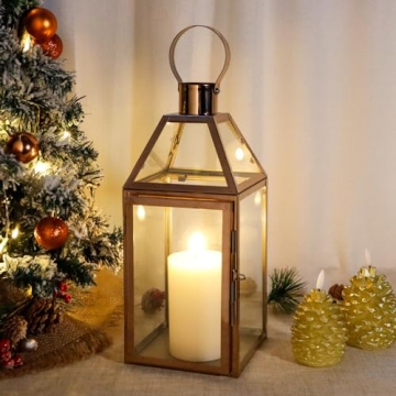 Rose Gold Candle Lantern - Elegant Indoor Outdoor Decor