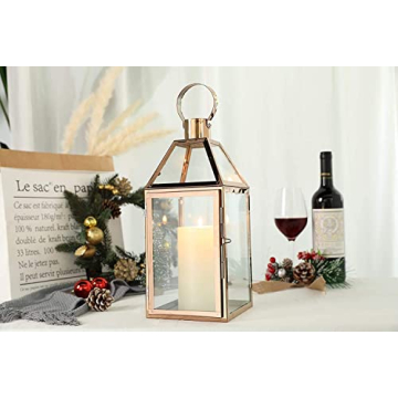 Rose Gold Candle Lantern - Elegant Indoor Outdoor Decor