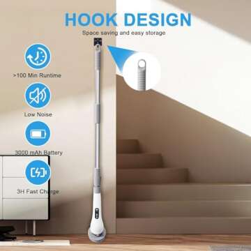 Electric Spin Scrubber - Shower Scrubber Cordless Spin Scrubber with 7 Replaceable Brush Heads and A...