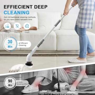Electric Spin Scrubber - Shower Scrubber Cordless Spin Scrubber with 7 Replaceable Brush Heads and Adjustable Extension Handle, Electric Scrubber for Cleaning Christmas Day Gifts for Women