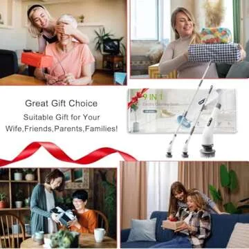 Electric Spin Scrubber - Shower Scrubber Cordless Spin Scrubber with 7 Replaceable Brush Heads and Adjustable Extension Handle, Electric Scrubber for Cleaning Christmas Day Gifts for Women