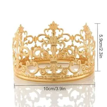 (Matted Golden) Vintage Crown Cake Topper Royal-Themed Baby Shower Decorations Princess And Prince H...