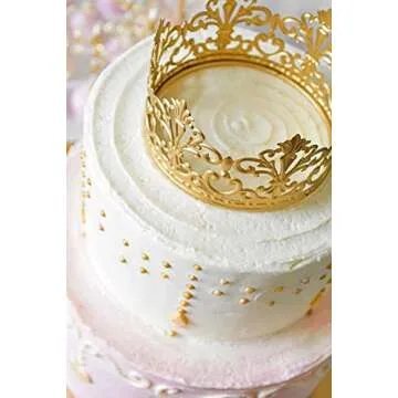 (Matted Golden) Vintage Crown Cake Topper Royal-Themed Baby Shower Decorations Princess And Prince Headpiece 3.9 x 2.3 inch