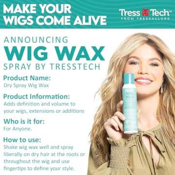 TressTech Dry Spray Wig Treatment System (3-Pack, 4.3 Fl. Oz.): Wig Wax, Dry Shampoo, Dual Leave-In ...