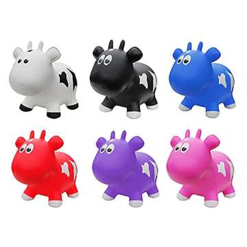 Farm Hoppers Award Winning Inflatable Toddler Safe Bouncing Purple Cow Plus Pump
