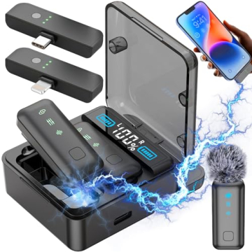 Wireless Lavalier Microphone for iPhone/Android – Mini Clip-On Bluetooth Mic with Noise Reduction,...