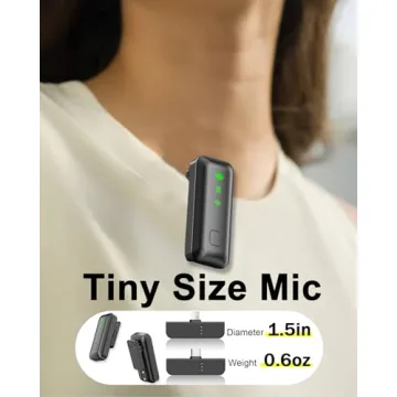 Wireless Lavalier Microphone for iPhone/Android – Mini Clip-On Bluetooth Mic with Noise Reduction, Long Battery, Dual Microphone for TikTok, YouTube, Podcasting, Vlogging, and Video Recording