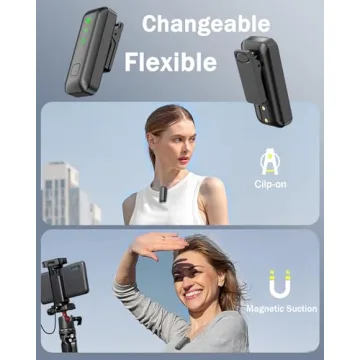 Wireless Lavalier Microphone for iPhone/Android – Mini Clip-On Bluetooth Mic with Noise Reduction, Long Battery, Dual Microphone for TikTok, YouTube, Podcasting, Vlogging, and Video Recording