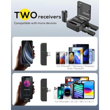 Wireless Lavalier Microphone for iPhone/Android – Mini Clip-On Bluetooth Mic with Noise Reduction, Long Battery, Dual Microphone for TikTok, YouTube, Podcasting, Vlogging, and Video Recording