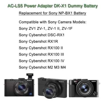 Gonine for Sony ZV-1 Dummy Battery AC-LS5 Continuous Power Supply AC Adapter NP-BX1 DK-X1 DC Coupler...