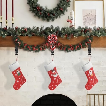 Acrridi Stocking Hangers for Mantel - 4 Pcs Adjustable, No Drill, Elegant