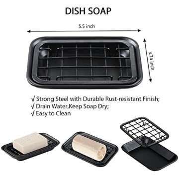 SheeChung 8PCS Bathroom Accessories Set Complete - Soap Dispenser, Mason Jar Toothbrush Holder, 2pcs Qtip Holders, Flower Vase, Soap Holder, Vanity Tray, Toilet Paper Storage, Bathroom Set-Black