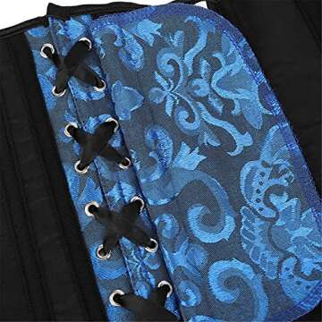 Zhitunemi Women Plus Size Corsets Sexy Lingerie Floral Corset for Women Lingerie Bustier Top Medium Black Blue