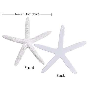 AerWo 20pcs 4 Inches White Artificial Resin Starfish with Rope, Hanging Finger Star Fish DIY Craft Beach Wedding Decorations Beach Christmas Ornaments, 4inch
