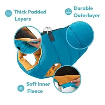 Gooby Padded Vest Dog Jacket - Warm Water Resistant Fleece