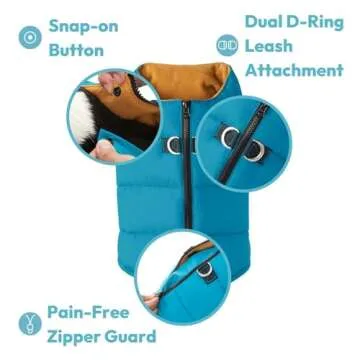 Gooby Padded Vest Dog Jacket - Warm Water Resistant Fleece