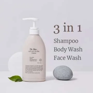 Dr.Bio Eco All-in-One Cleanser, Face & Body Wash for Sensitive Skin with Ceramide, Probiotics & Cica, Vegan, Fragrance-Free, Mild Gentle Hydrating Cleanser, Hypoallergenic Korean Skincare