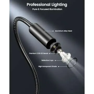 Glocusent Clip on Lamp for Eye-Caring Reading - 10 Brightness Levels & Flexible Design