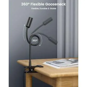Glocusent Clip on Lamp - Adjustable Brightness & Flexibility