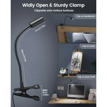Glocusent Clip on Lamp - Adjustable Brightness & Flexibility