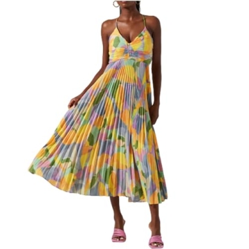 Corechain Sexy V-Neck Pleated Print Dress - Vibrant & Versatile for Summer Fun