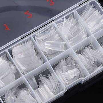 Feugole French Nail Tips Acrylic Flake Nails Half Cover 1000PCS Artificial False Nails Half Tips & Box for DIY Nail Art