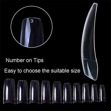 Feugole French Nail Tips Acrylic Flake Nails Half Cover 1000PCS Artificial False Nails Half Tips & Box for DIY Nail Art