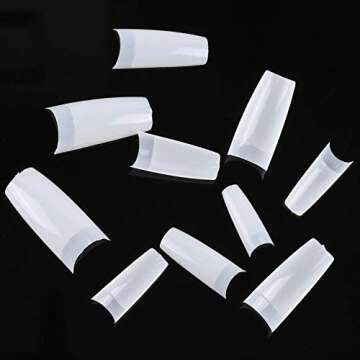 Feugole French Nail Tips Acrylic Flake Nails Half Cover 1000PCS Artificial False Nails Half Tips & Box for DIY Nail Art