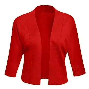 AAMILIFE Women's 3/4 Sleeve Cropped Cardigans Sweaters Jackets Open Front Short Shrugs for Dresses R...