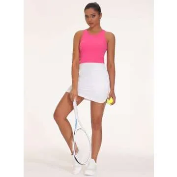THE GYM PEOPLE Women's Golf Skort Tennis High Waist Lightweight Athletic Casual Skirts Built-in Shorts with 4 Pockets White