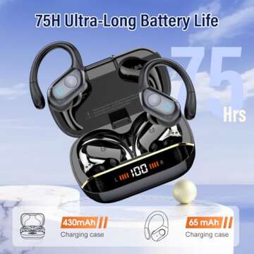 Qecnato Wireless Earbuds 75H Deep Bass Sports Earbuds