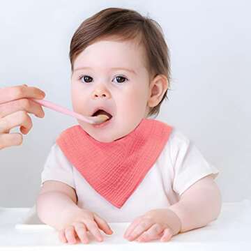 PandaEar 8 Pack Muslin Bibs for Baby Girls, 100% Cotton Baby Bandana Bibs Drool Bibs for Newborns Infant, Absorbent Burp Cloths Baby Bibs for Teething & Drooling