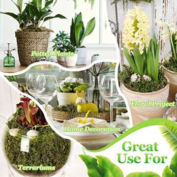 Riare 1.3LBS Artificial Fake Moss for Fake Plants Indoor- Premium Faux Craft Moss for Potted Plant, Fresh Green Moss Forest Moss for Hamsters Micro-Landscape Terrariums Centerpieces Decor