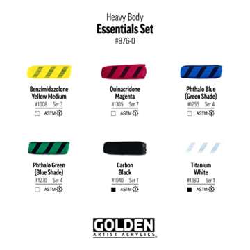 Golden Artist Heavy Body Acrylics 6-Color Essentials Set