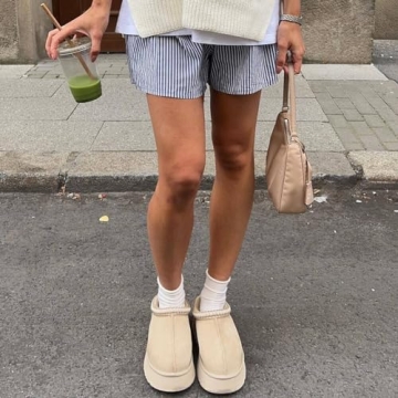 INPAKSA Women's Fleece Lined Platform Mini Boots