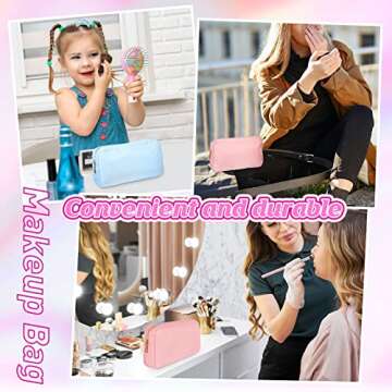 Sweetude 6 Pcs Nylon Makeup Bag Travel Nylon Pouch Zipper Nylon Cosmetic Bag for Purse Women Girls Organizer Makeup Bag for Birthday Wedding Mother's Day Graduation Gifts(Assorted Color, M)