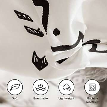 ETDIFFE Boho Comforter Set King Size, 3pc White and Black Bohemian Aztec Striped Bedding Set - Western Neutral Geometric Triangle Arrow Microfiber Down Alternative Comforter, Soft & Lightweight