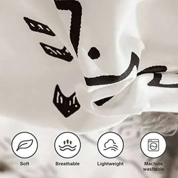 ETDIFFE Boho Comforter Set King Size, 3pc White and Black Bohemian Aztec Striped Bedding Set - Western Neutral Geometric Triangle Arrow Microfiber Down Alternative Comforter, Soft & Lightweight