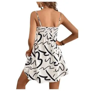 OYOANGLE Women's Stylish Spaghetti Straps Vacation Dress
