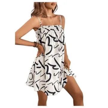OYOANGLE Women's Stylish Spaghetti Straps Vacation Dress